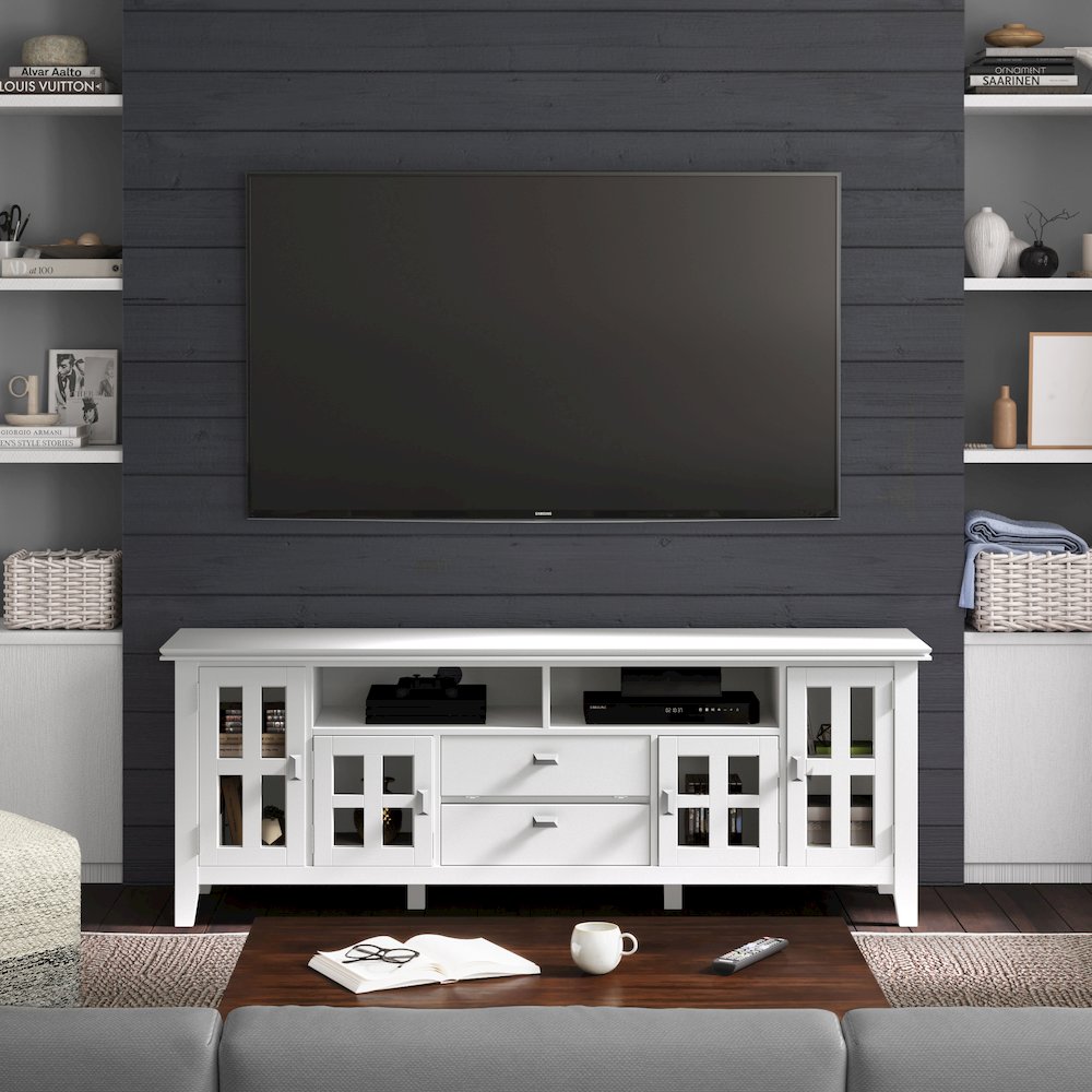 Artisan Solid Wood 72 Inch Tv Media Stand In White For Tvs Up To 80 Inches. Picture 5
