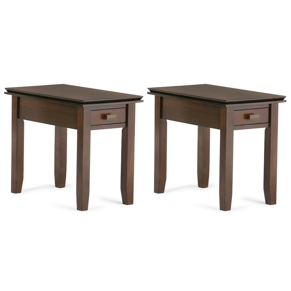 14 inch Solid Wood Transitional Narrow Side Table in Russet Brown (Set of 2). Picture 1