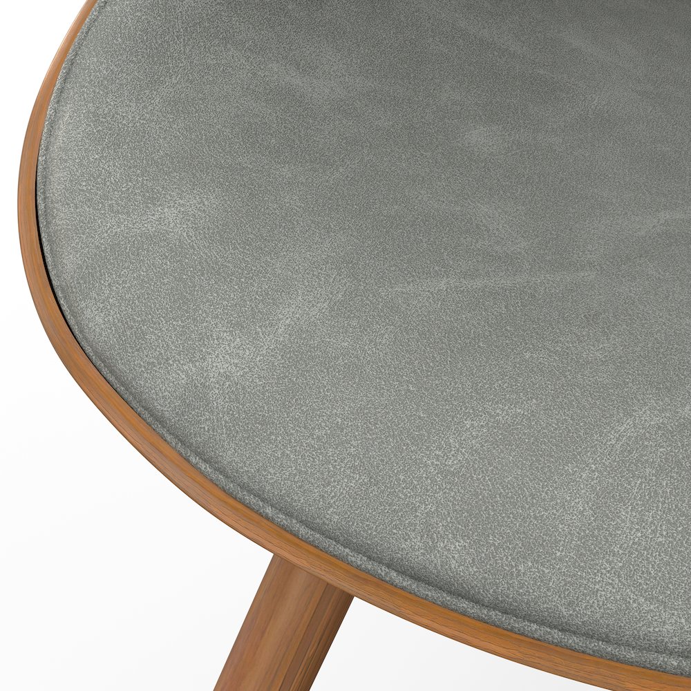 Dining Chair With Wood Back In Distressed Grey Vegan Faux Leather. Picture 2