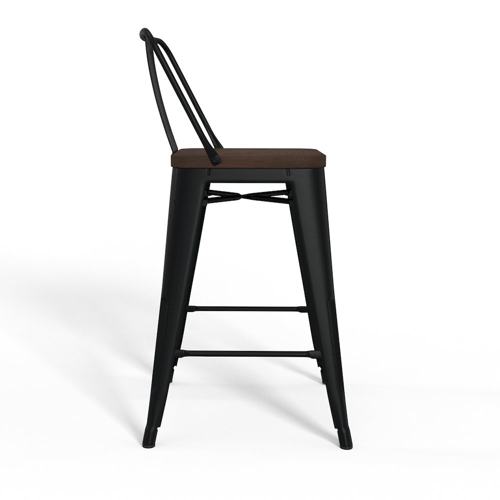 24 Inch Metal / Wood Counter Height Stool (Set Of 4) In Black. Picture 3
