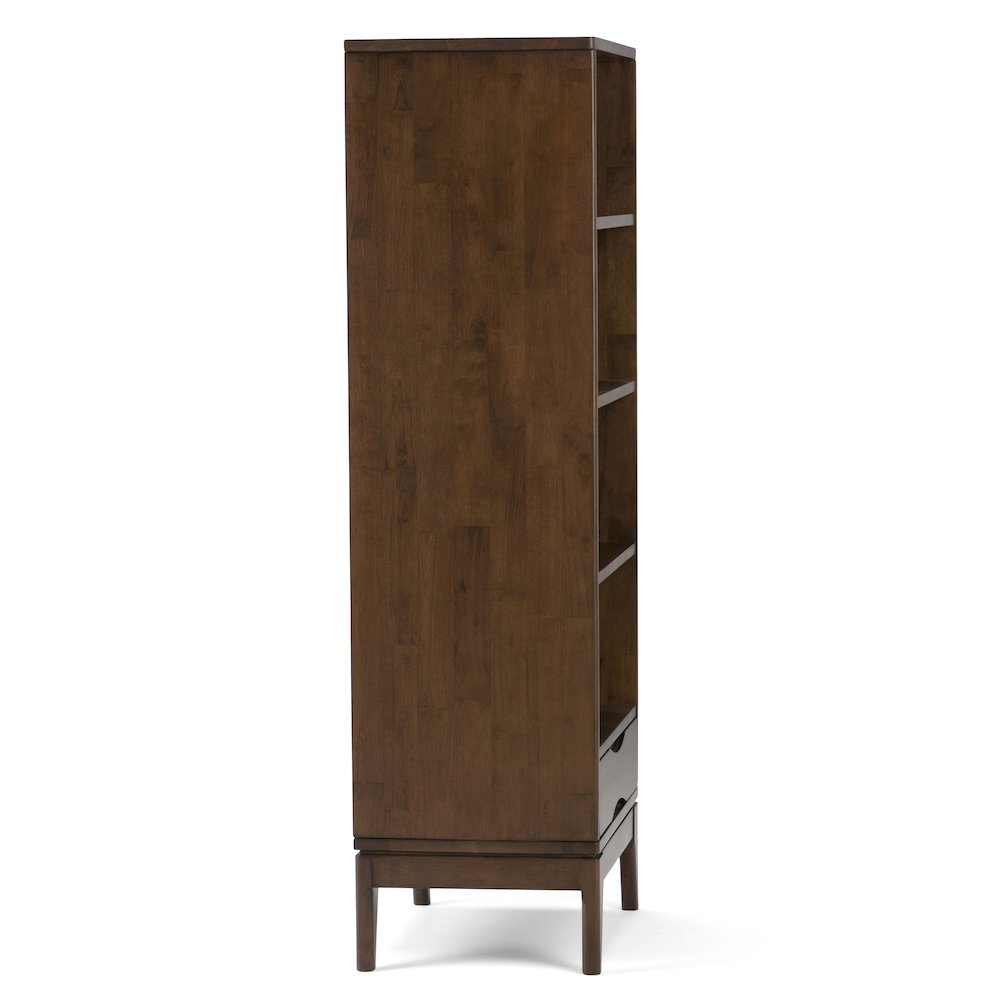 Harper Solid Hardwood Bookcase With Storage In Walnut Brown. Picture 4