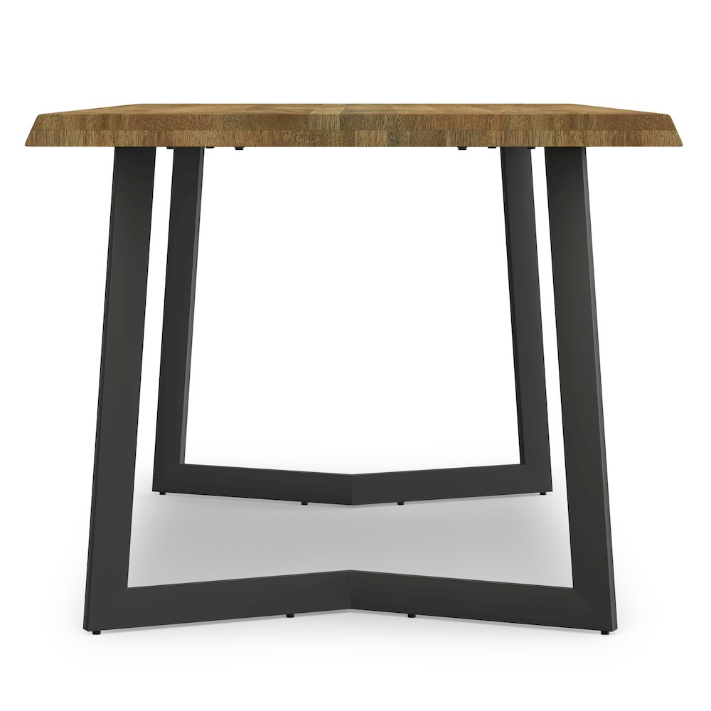 Watkins Solid Mango Wood Dining Table With Inverted Metal Base In Light Brown. Picture 6