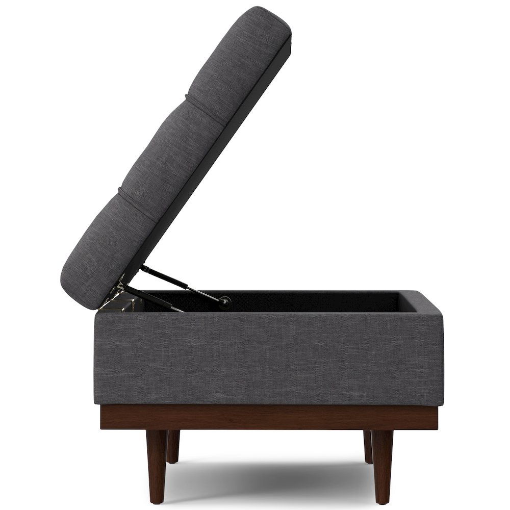 Mariah Coffee Table Storage Ottoman in Slate Grey  Polyester Linen. Picture 7