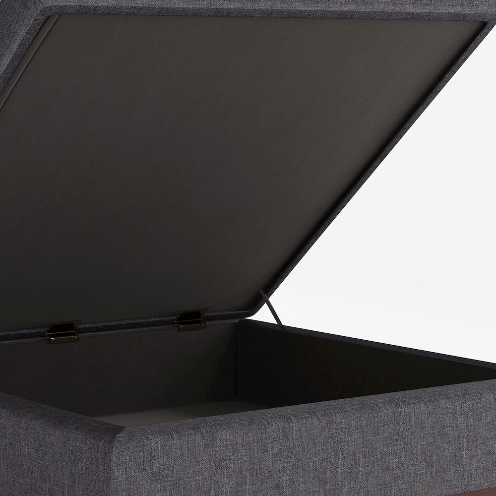 Owen Square Coffee Table Storage Ottoman In Slate Grey Linen Look Fabric. Picture 3