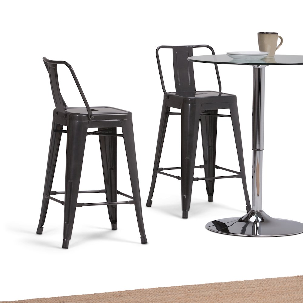 Rayne 24 Inch Metal Counter Height Stool (Set Of 2) In Grey. Picture 5