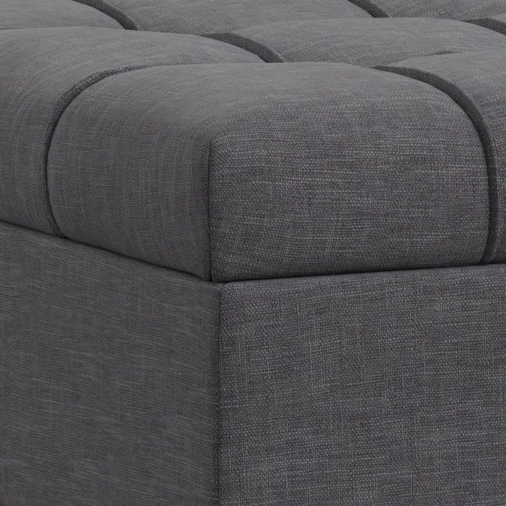 Mariah Coffee Table Storage Ottoman in Slate Grey  Polyester Linen. Picture 11