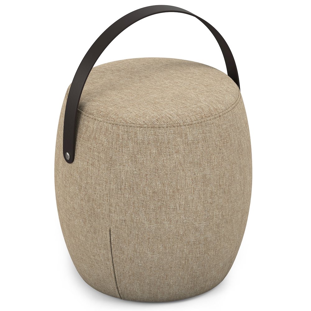 Ramsay Footstool In Taupe Linen Look Fabric. Picture 4