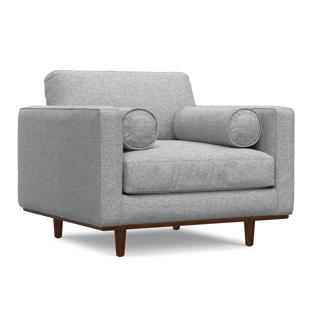 42 inch Wide Mid-Century Modern Arm Chair in Mist Grey Performance Fabric. Picture 1