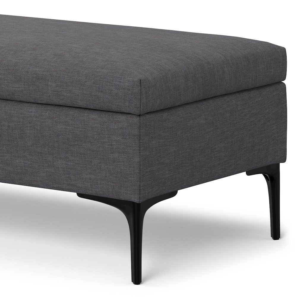 Large Coffee Table Storage Ottoman with Lift up Lid in Slate Grey Polyester. Picture 7
