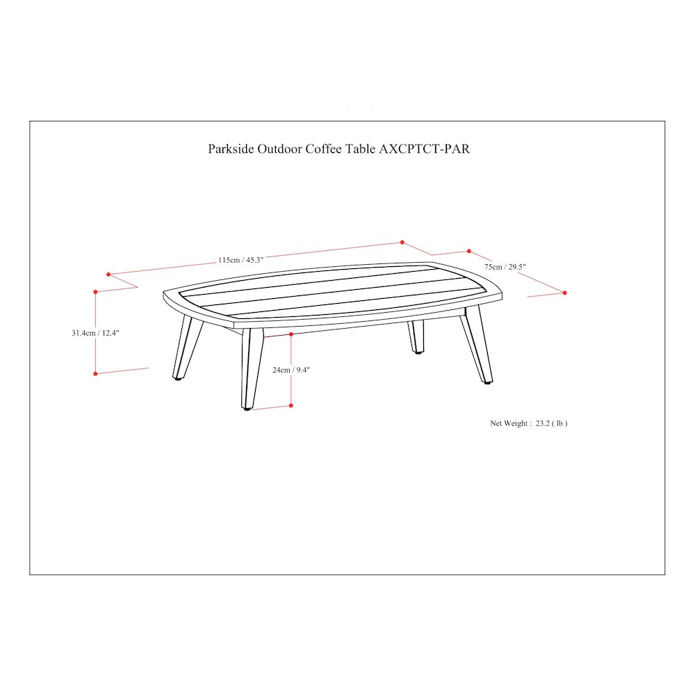 Parkside Solid Acacia Wood Outdoor Coffee Table In Light Teak. Picture 6