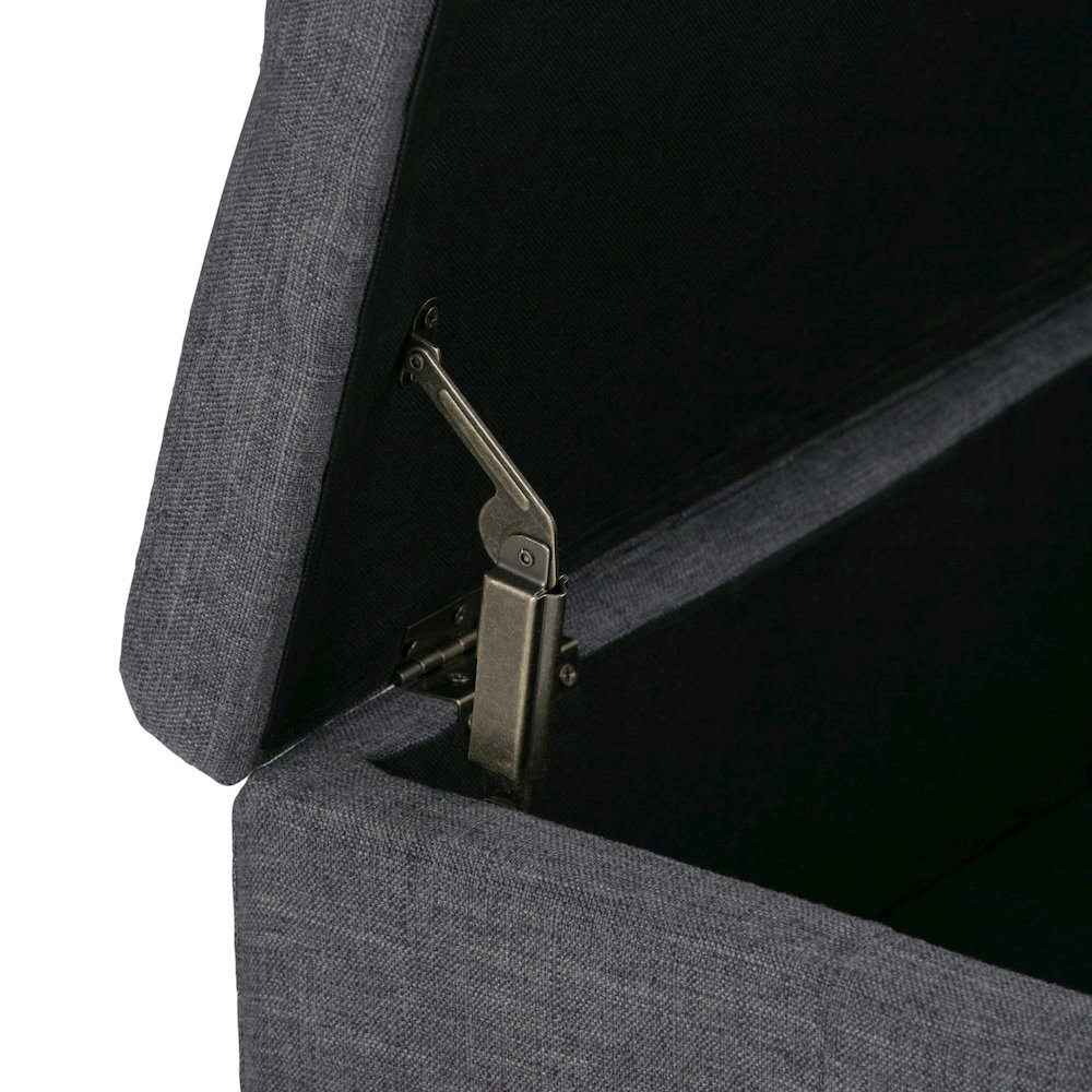 Dover Square Coffee Table Storage Ottoman In Slate Grey Linen Look Fabric. Picture 2