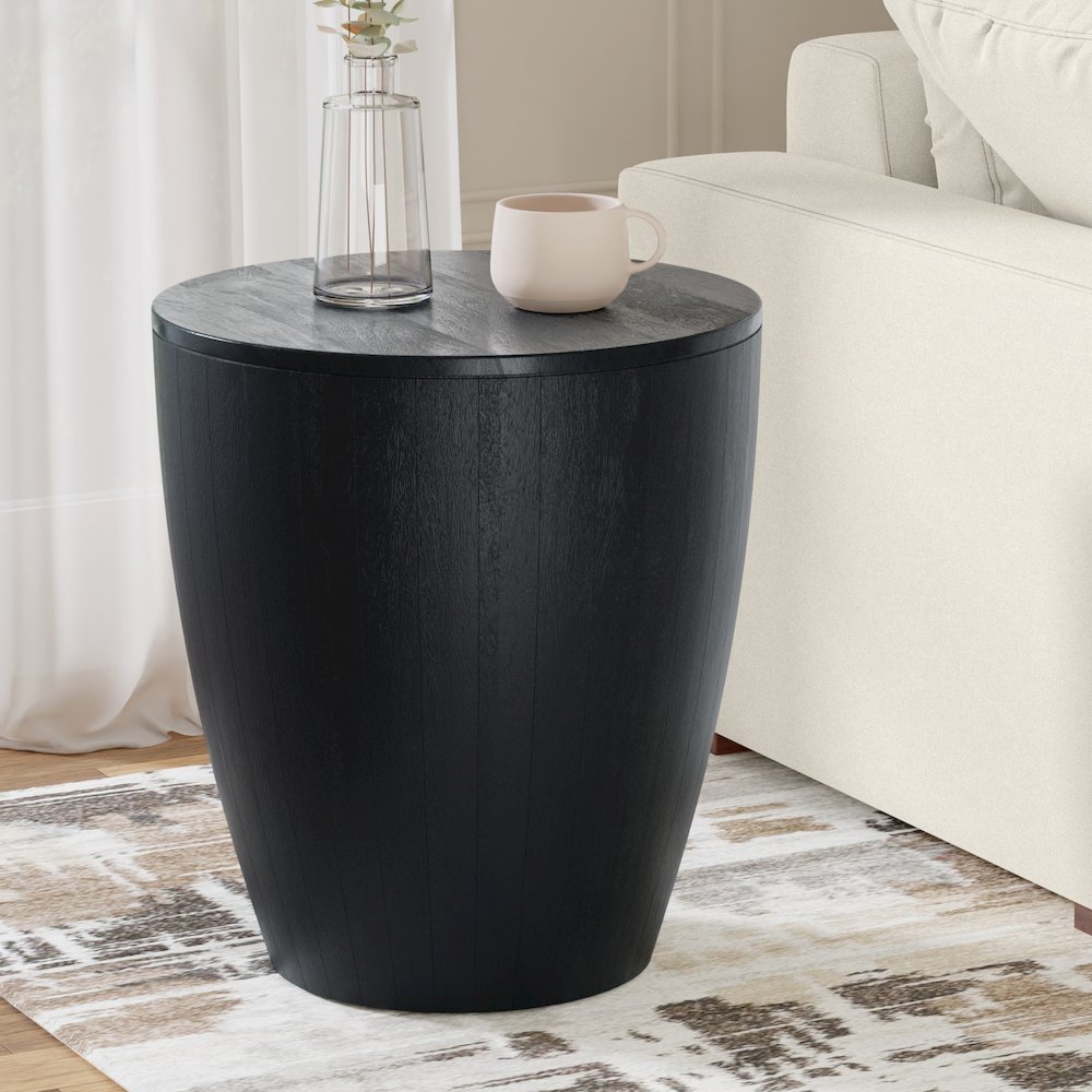 Elmbrook 21 inch Wide Solid Mango Modern End Table in Black, Assembled. Picture 6