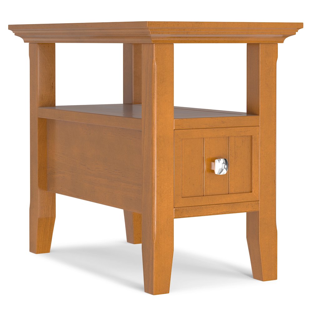 Solid Wood Transitional Narrow Side Table With Drawer In Light Golden Brown. Picture 1