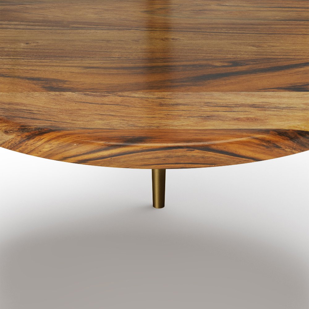 18 inch Round Mid-Century Genuine Marble & Solid Acacia Side Tables(Set of 2). Picture 3