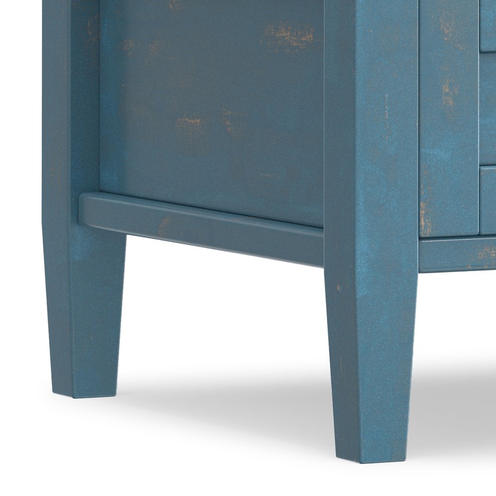 Solid Wood 20 inch Wide Transitional End Table in Distressed Coastal Blue. Picture 5