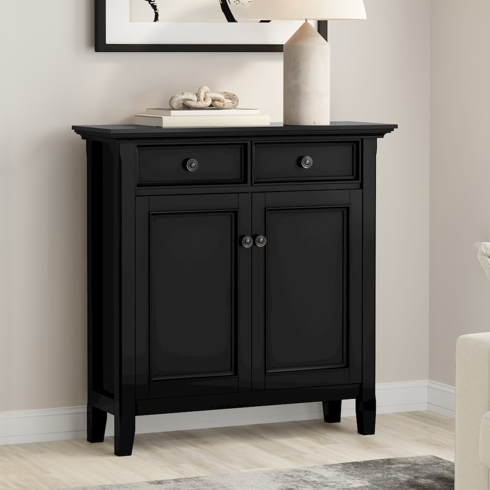 Amherst 36 inch Wide Solid Wood Transitional Storage Cabinet in Black. Picture 6