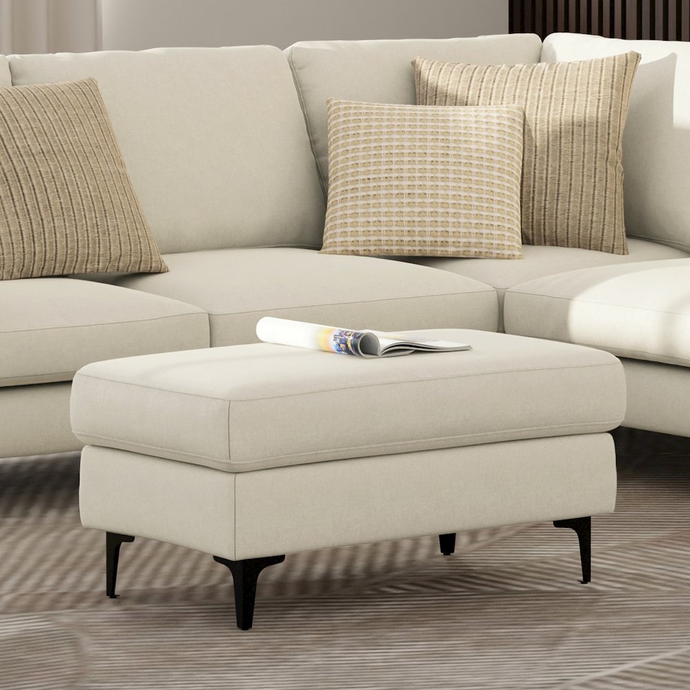 Ava Ottoman In Tightly Woven Performance Fabric. Picture 5