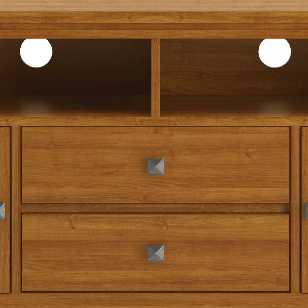 72 Inch Wide Tv Media Stand In Light Golden Brown For Tvs Up To 80 Inches. Picture 4