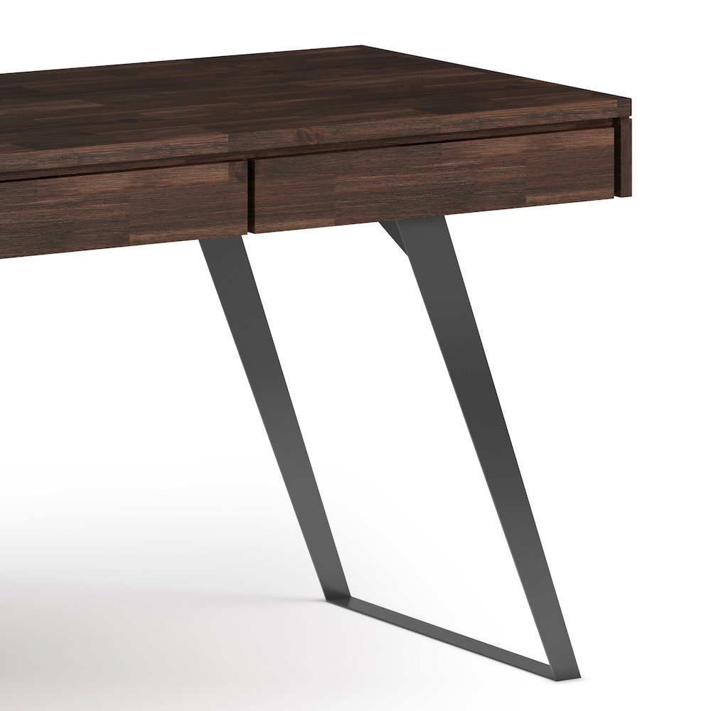 Lowry Solid Acacia Wood Large Desk In Distressed Charcoal Brown. Picture 2