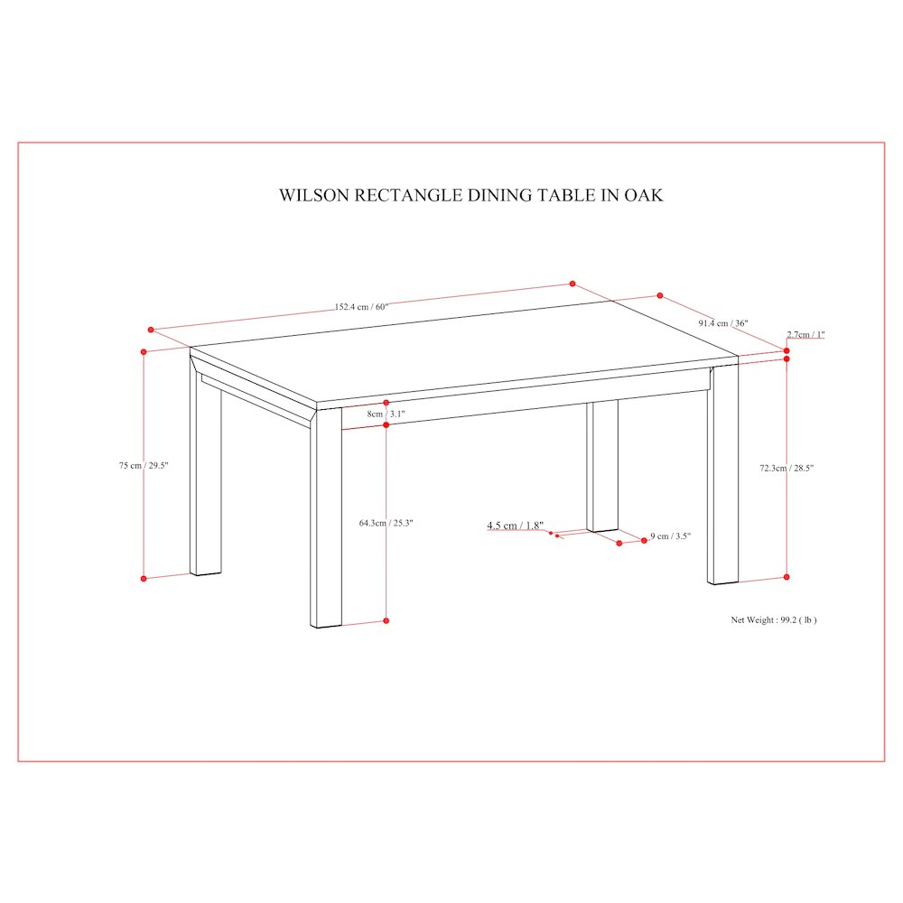 Wilson Rectangle Dining Table In Oak Veneer. Picture 6