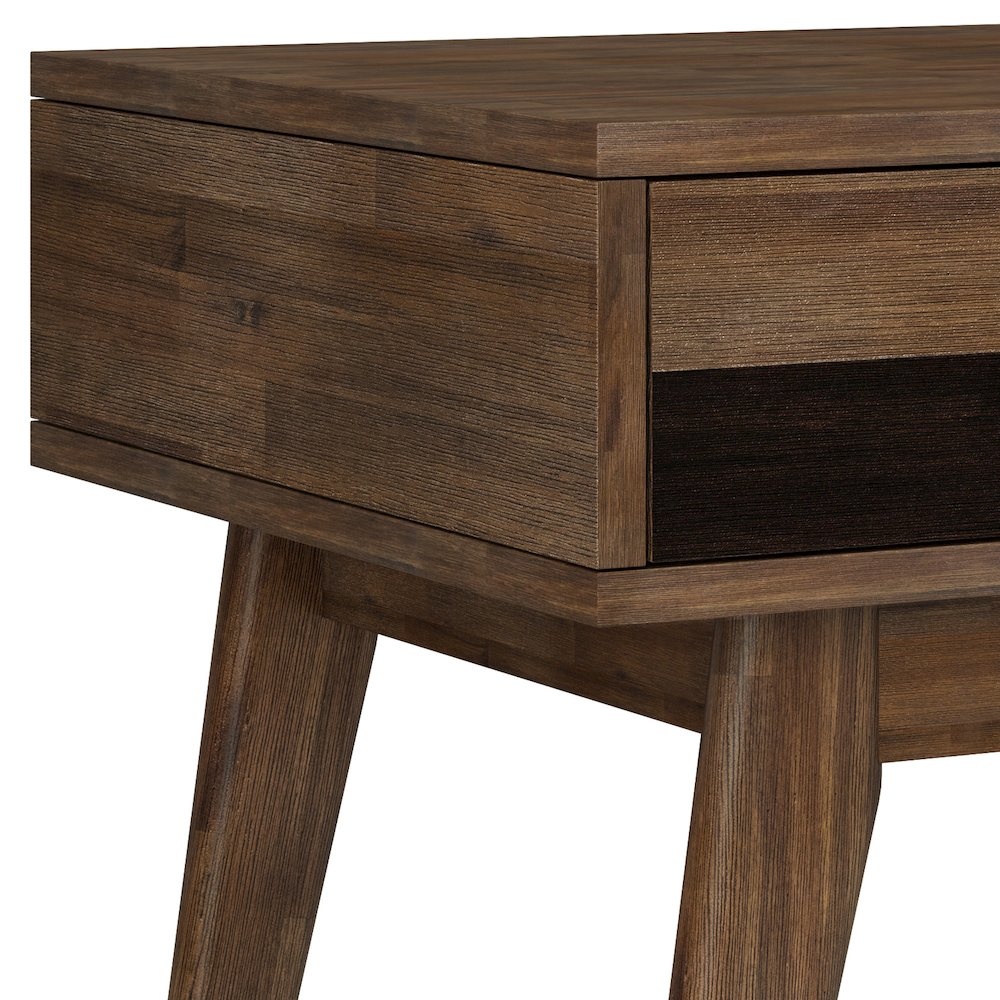 Clarkson Solid Acacia Wood End Table In Rustic Natural Aged Brown. Picture 2