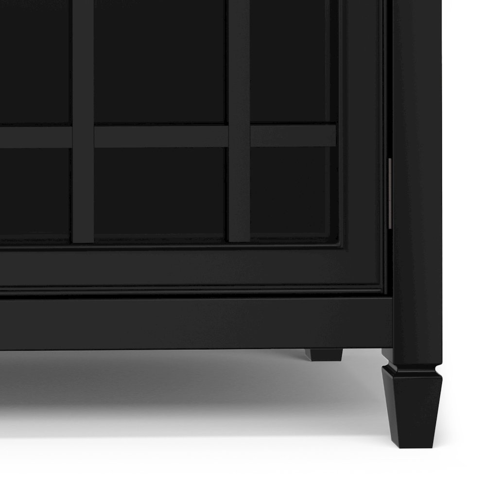 Solid Wood 60 Inch Wide Traditional Wide Storage Cabinet Buffet In Black. Picture 3