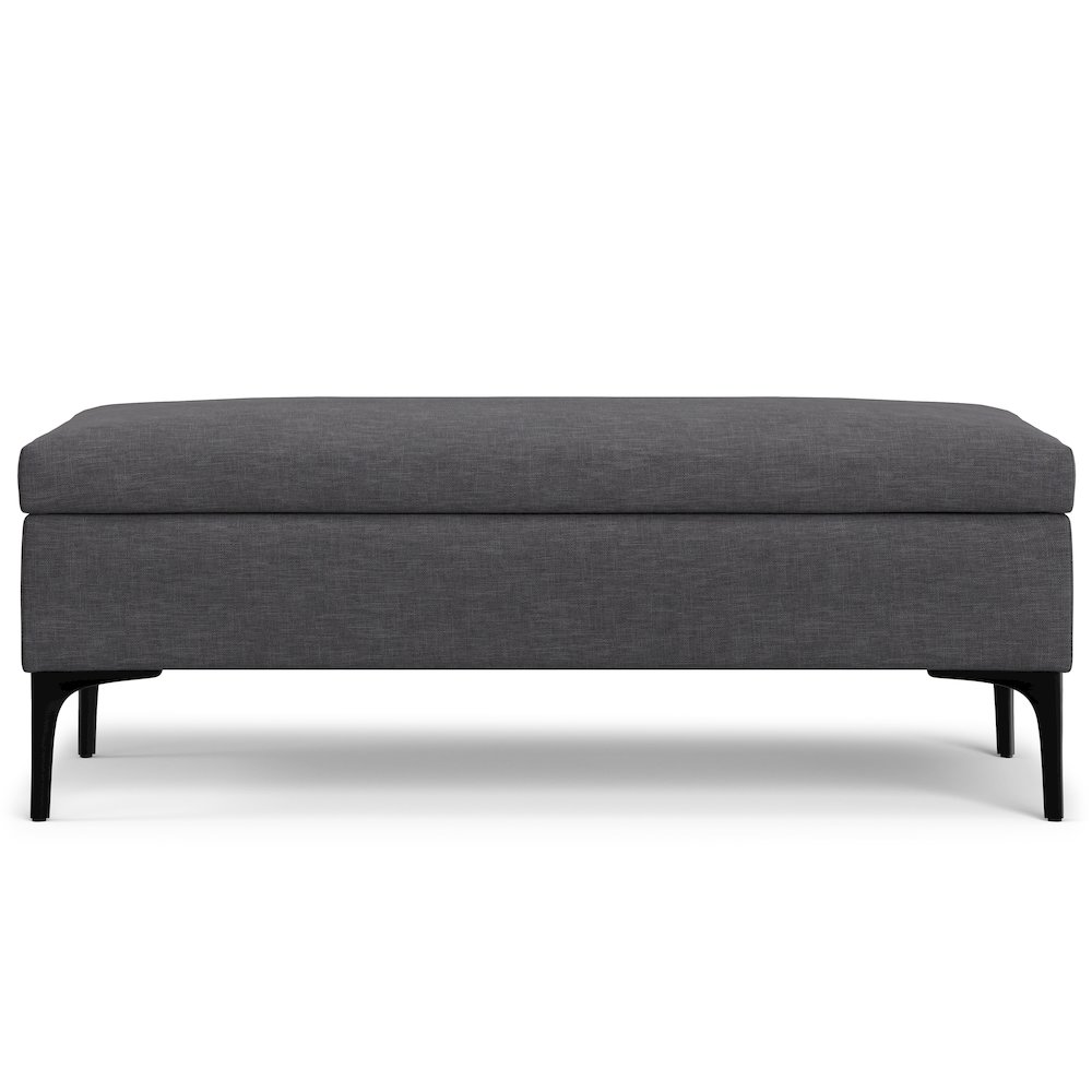 Large Coffee Table Storage Ottoman with Lift up Lid in Slate Grey Polyester. Picture 4