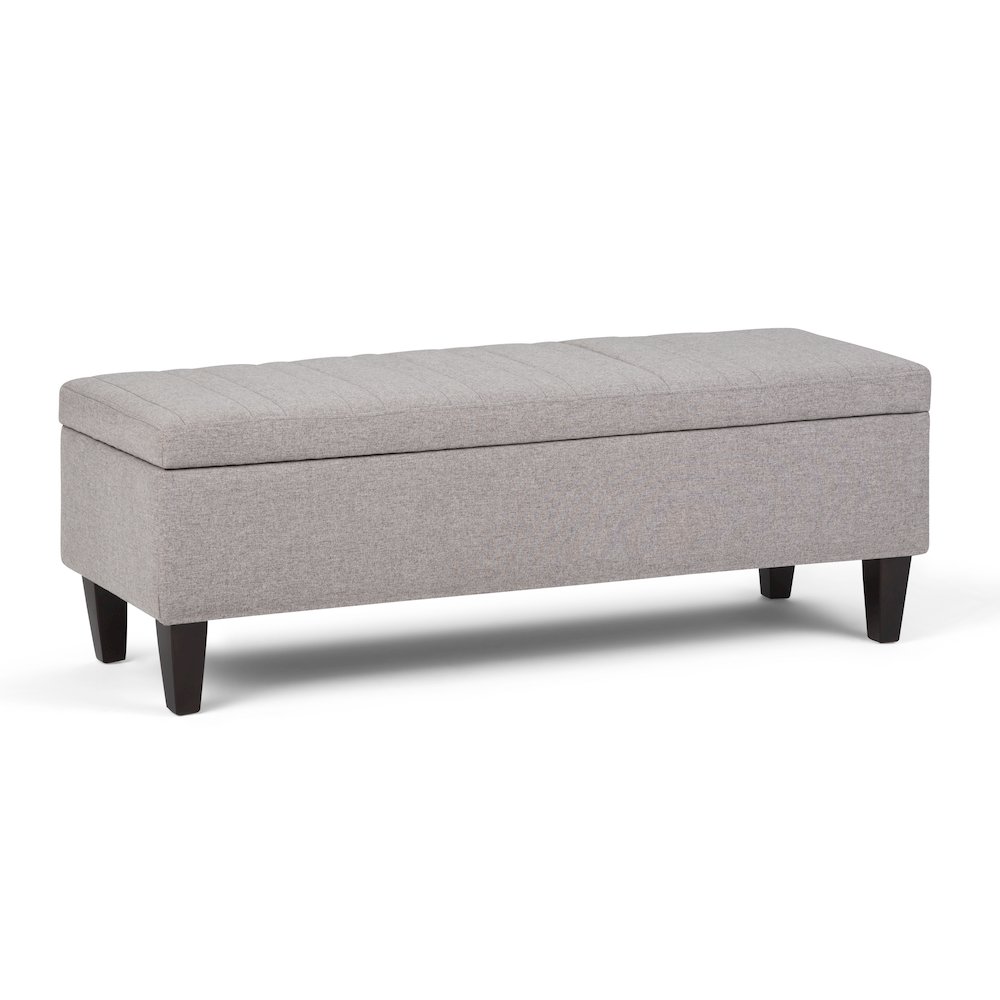 Monroe Storage Ottoman In Cloud Grey Linen Look Fabric. Picture 1