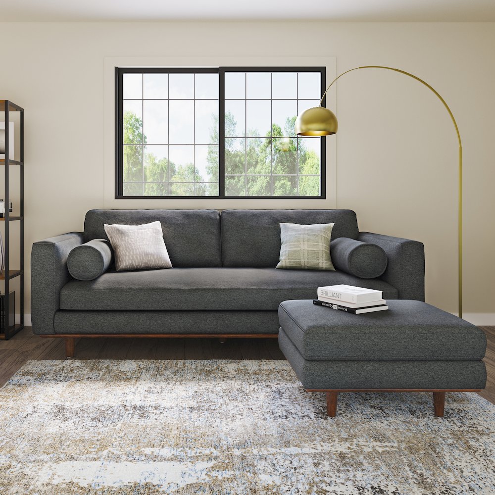 Morrison 72-Inch Sofa And Ottoman Set In Woven-Blend Fabric. Picture 5