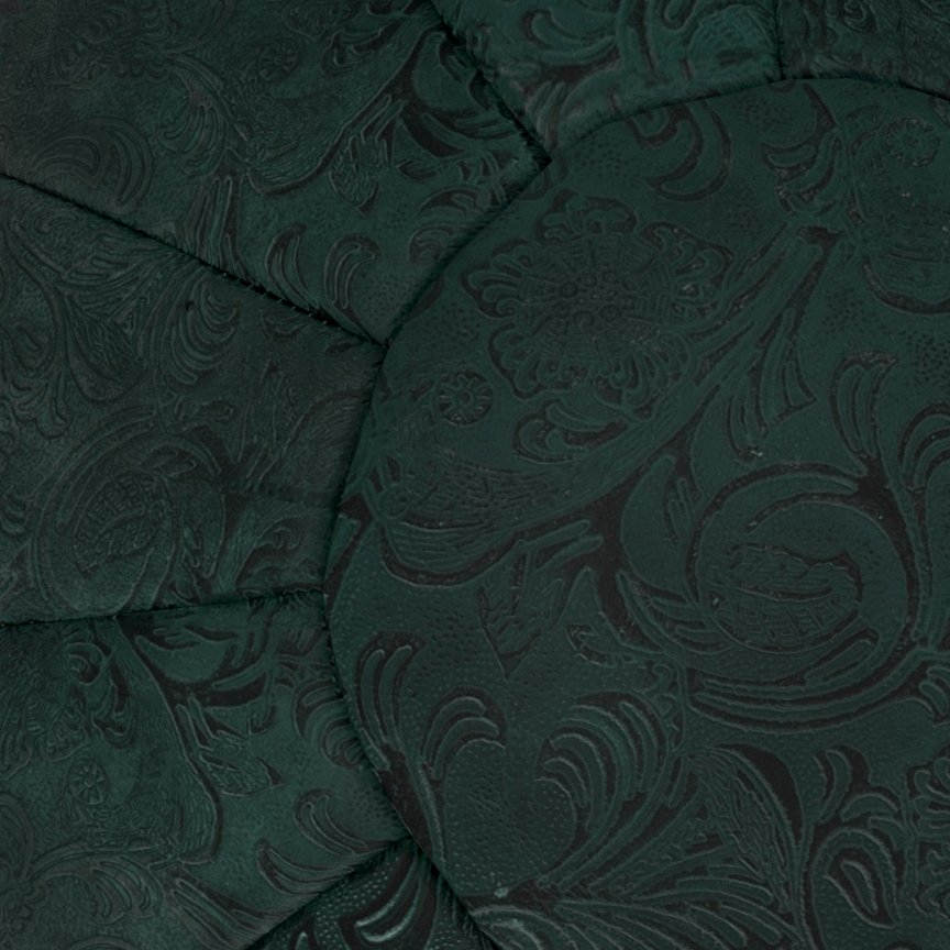 Drury Round Pouf in Teal Patterened Genuine Leather. Picture 2