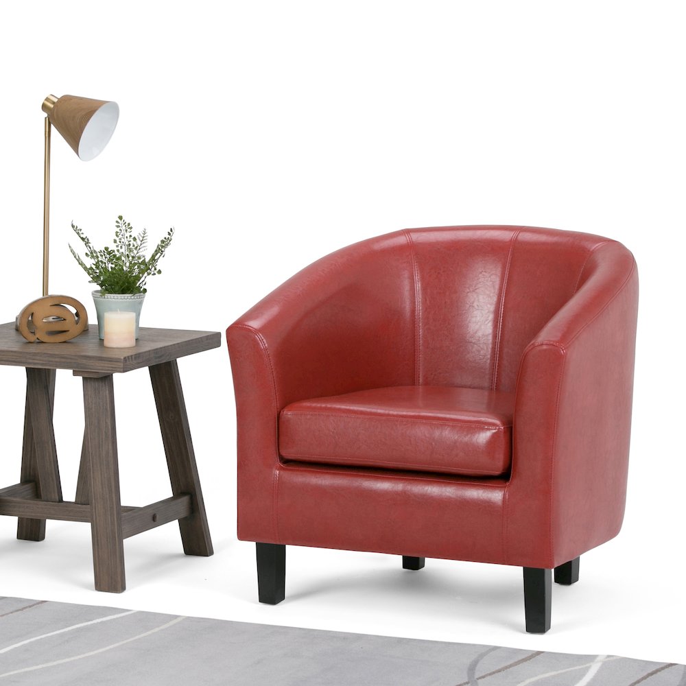 Austin 30 inch Wide Contemporary Tub Chair in Red Vegan Leather. Picture 5