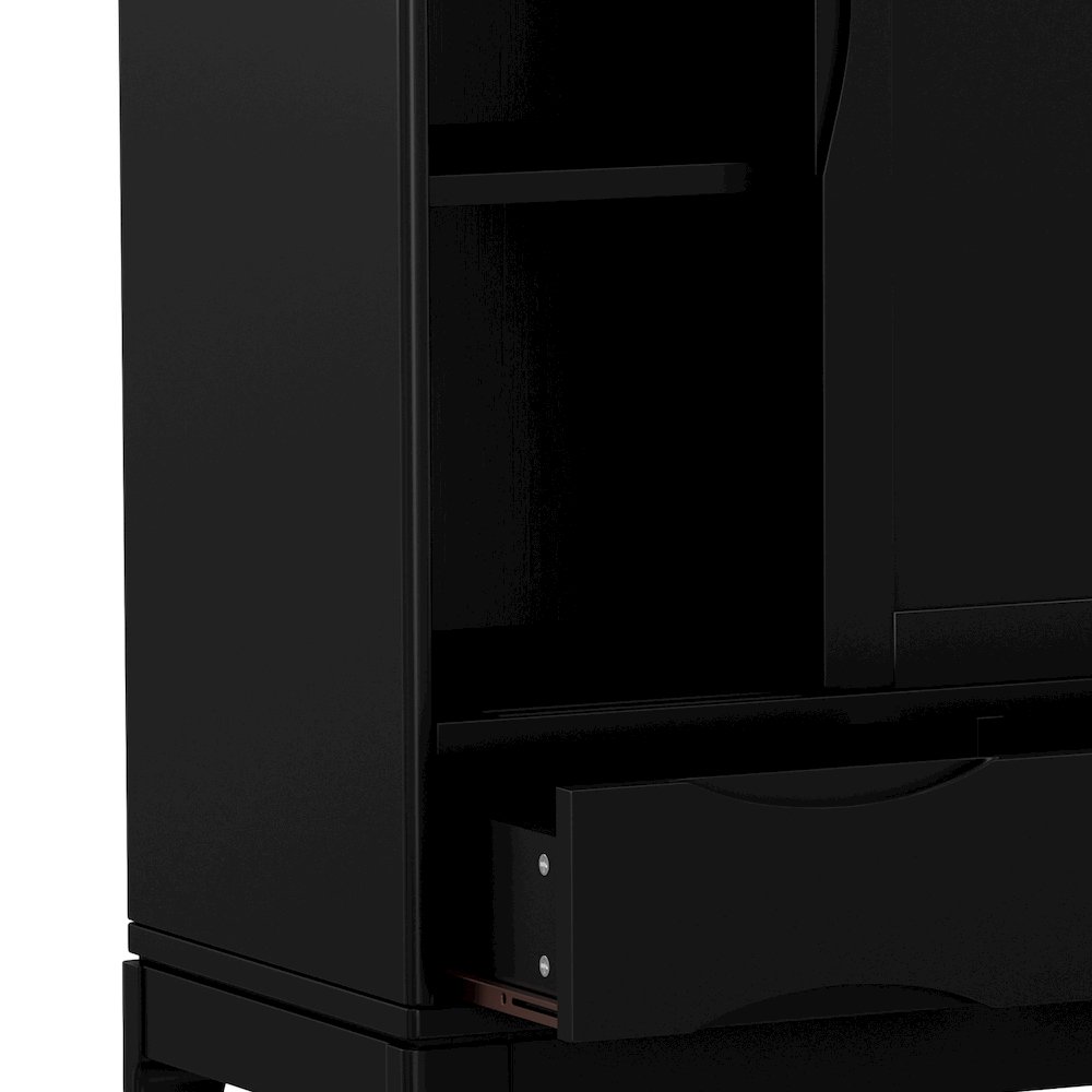 48 inch Wide Solid Hardwood Mid-Century Modern Medium Storage Cabinet in Black. Picture 4