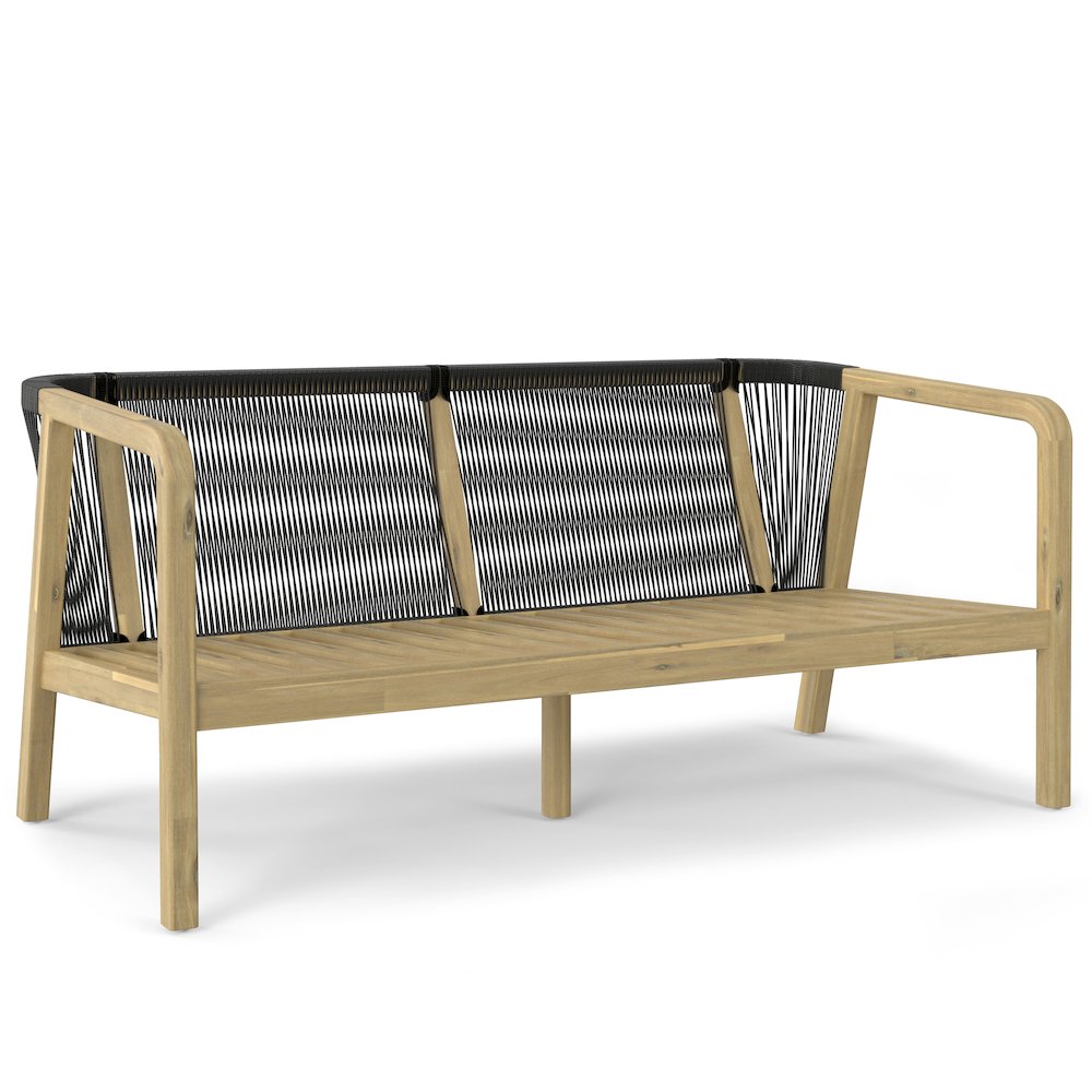 Palmetto Solid Acacia Wood Outdoor Sofa In Stone Grey. Picture 3