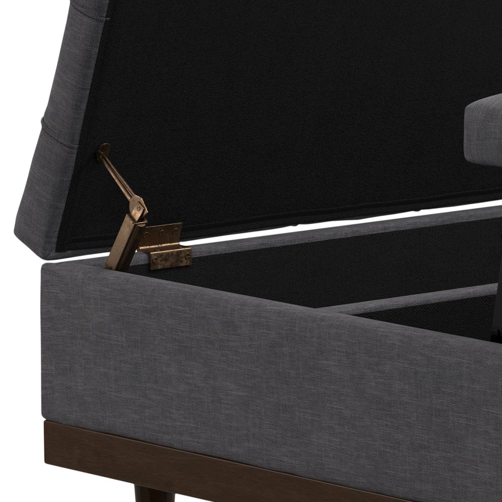 Mariah Lift Top Table Storage Ottoman in Slate Grey  Polyester Linen. Picture 10