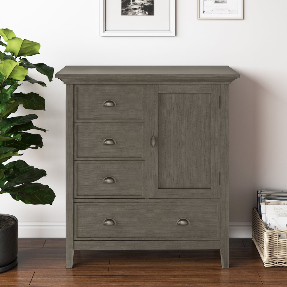 Redmond Solid Wood Medium Storage Cabinet In Farmhouse Grey. Picture 5