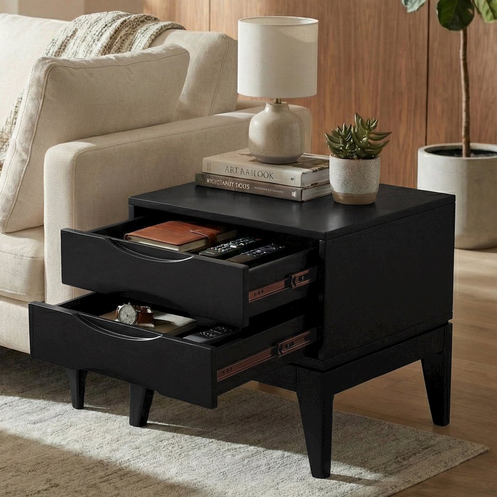 Harper 22 inch Wide Solid Wood Mid Century Modern End Table in Black. Picture 6