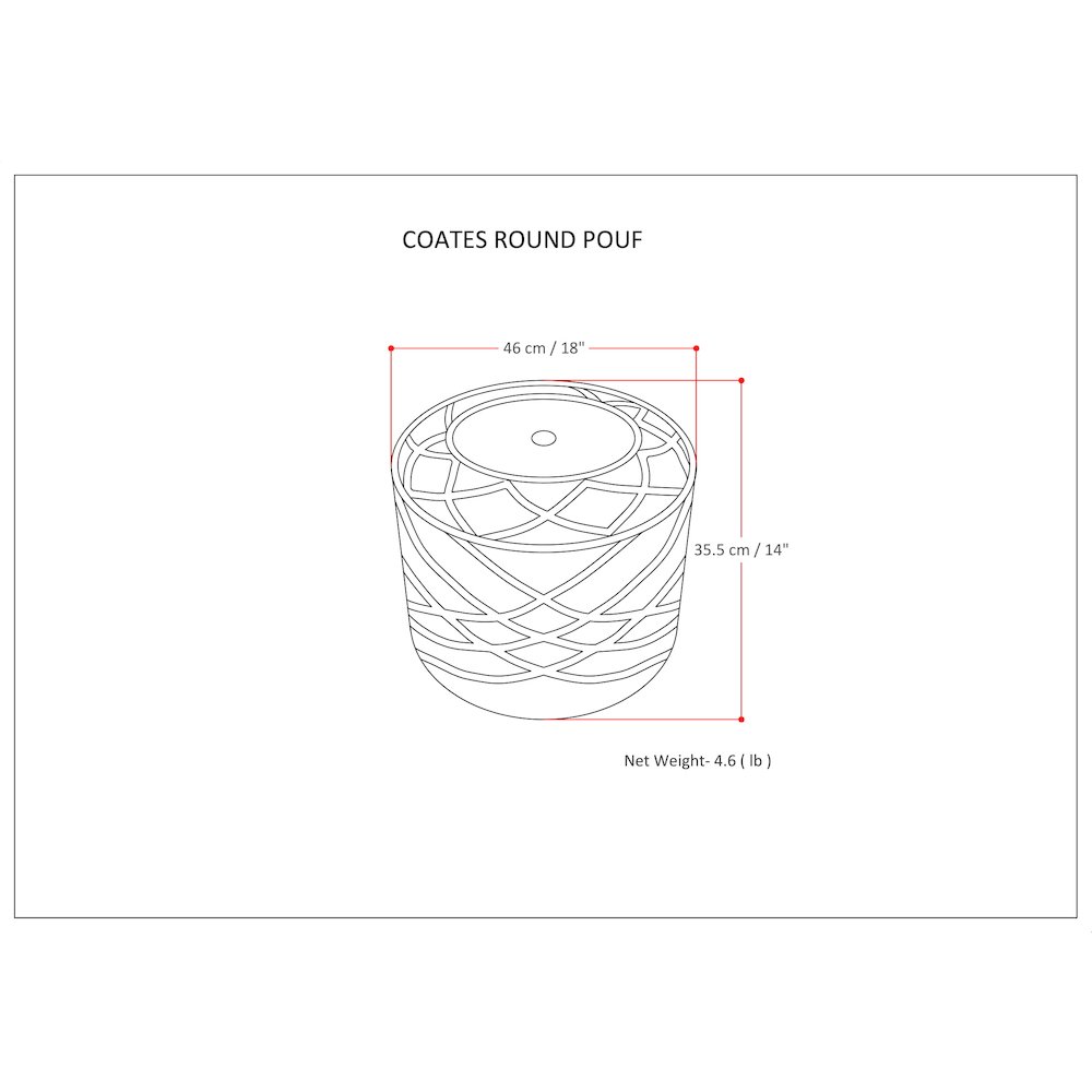 Coates Round Macrame Pouf In Natural Cotton. Picture 6