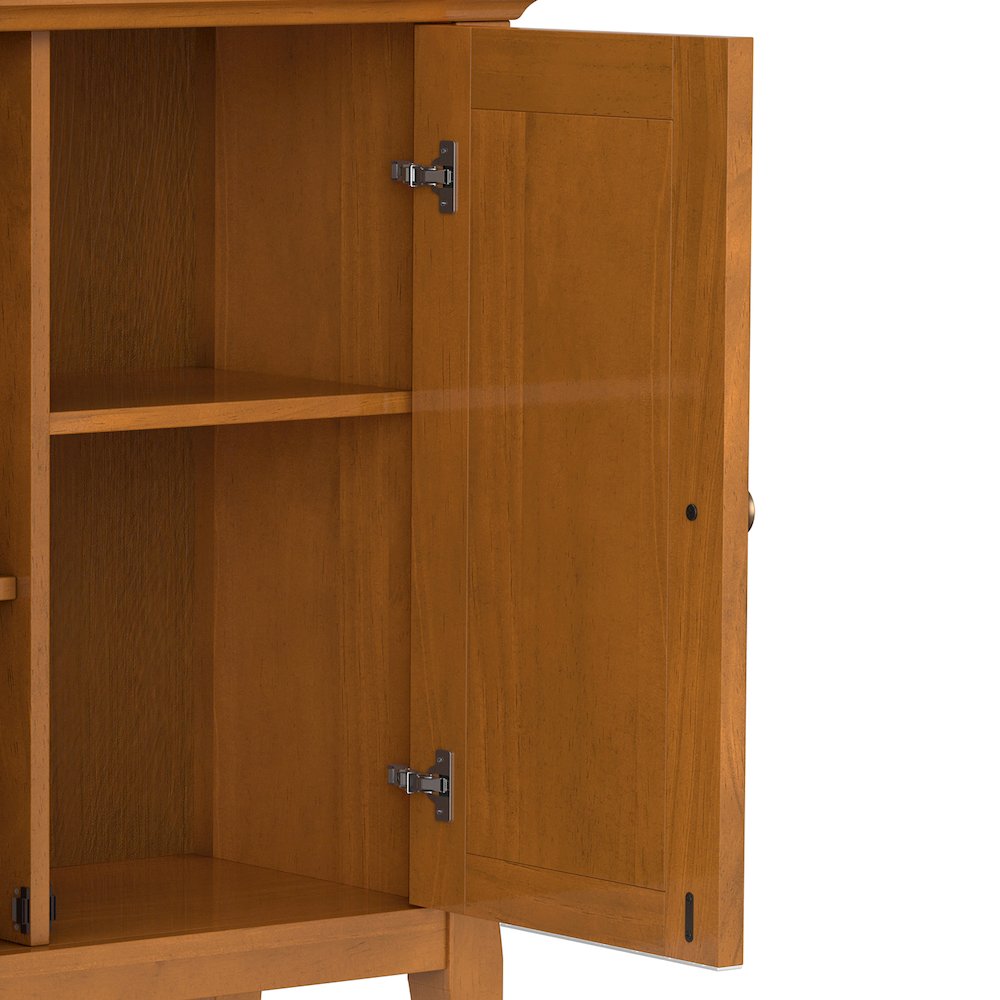 32 inch Wide Solid Wood Transitional Low Storage Cabinet in Light Golden Brown. Picture 4