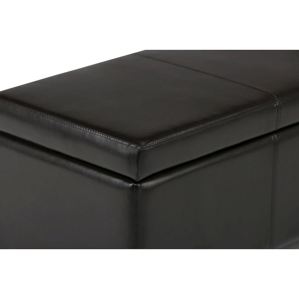 Avalon Storage Ottoman Bench In Tanners Brown Vegan Faux Leather. Picture 4