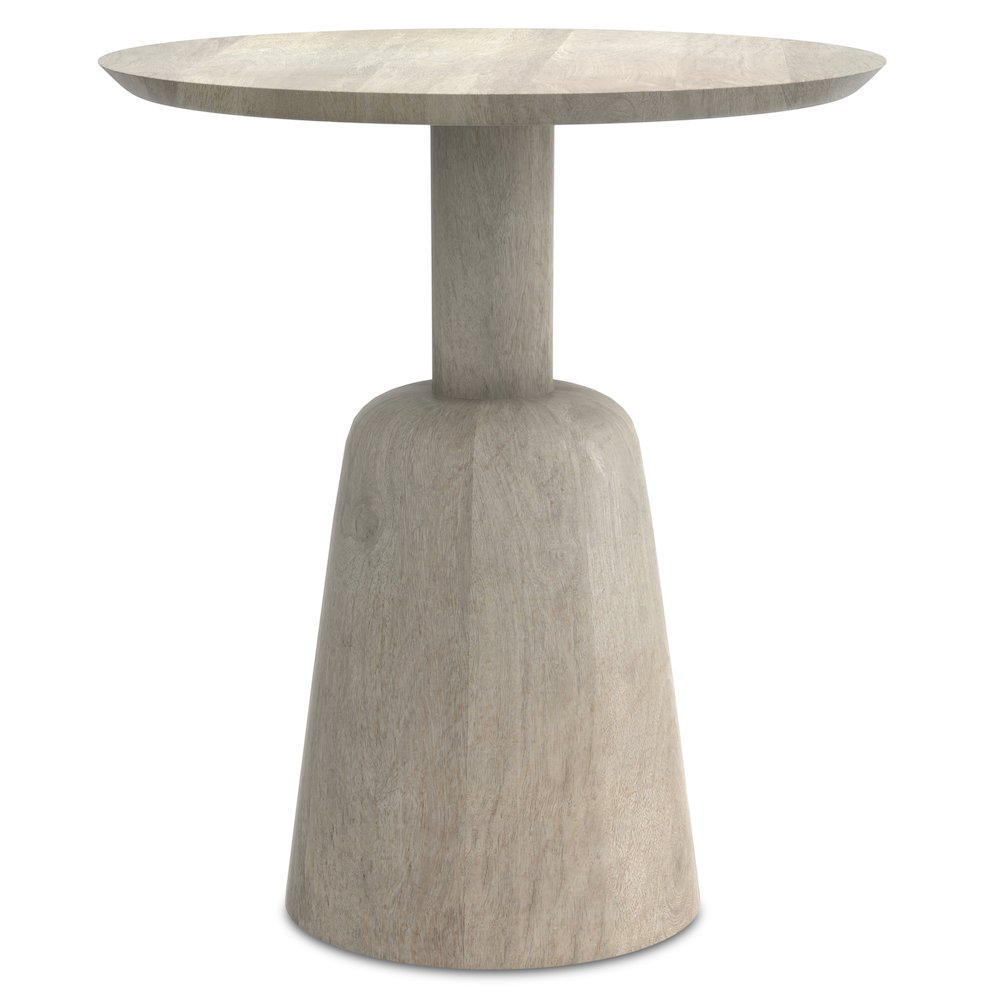 18 inch Wide Round Contemporary Side Table in White Wash. Picture 1