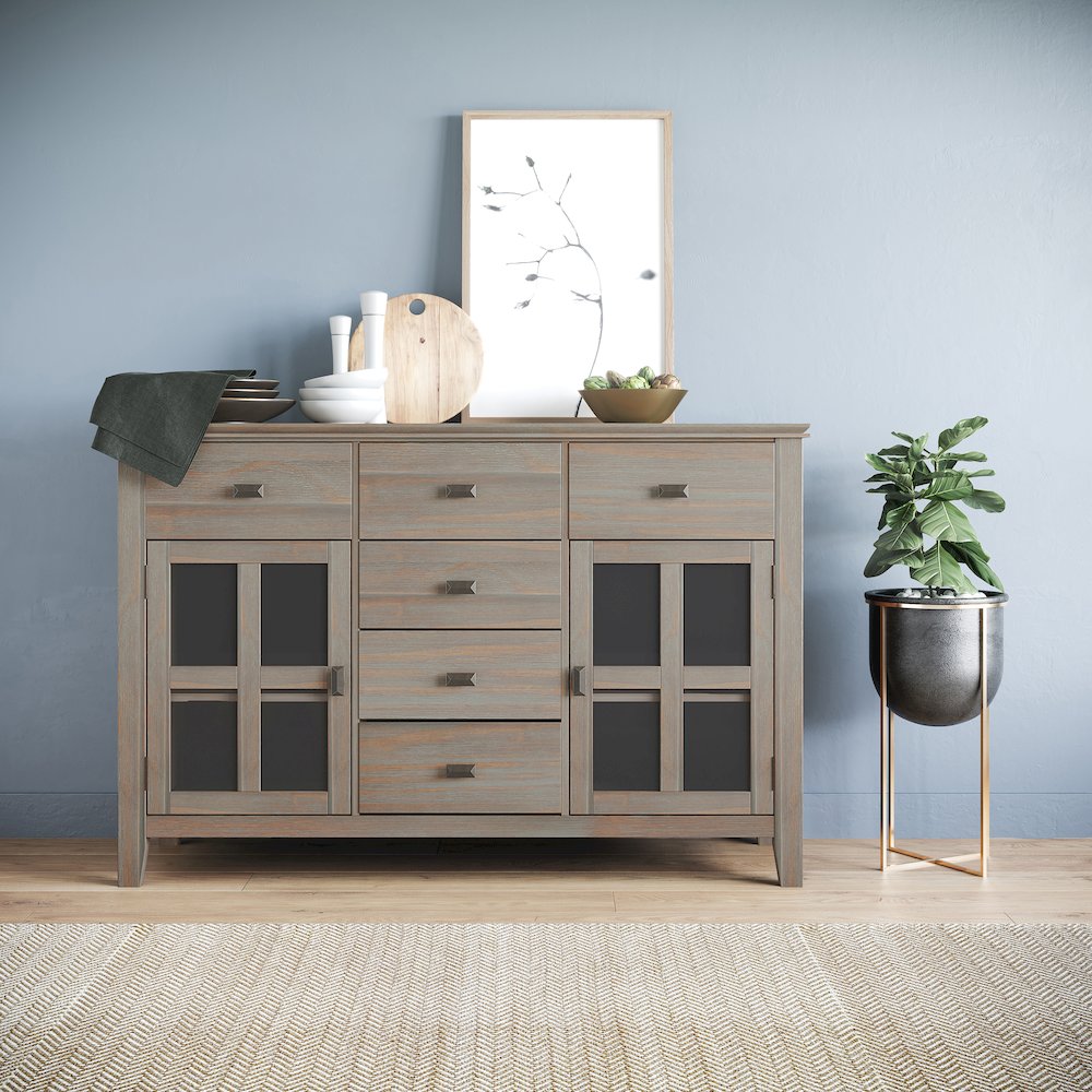Artisan Solid Wood Sideboard Buffet In Distressed Grey. Picture 5