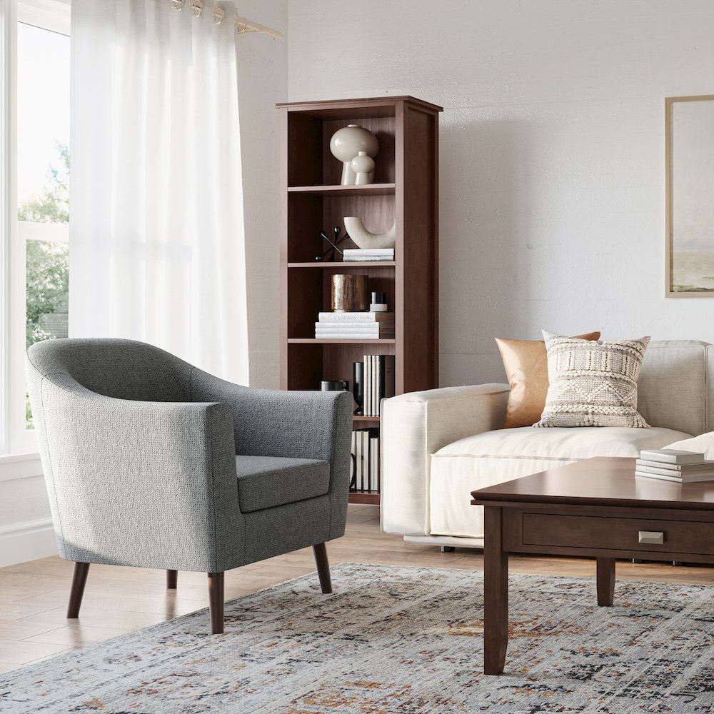 Thorne Accent Chair In Shadow Grey Linen Look Fabric. Picture 5