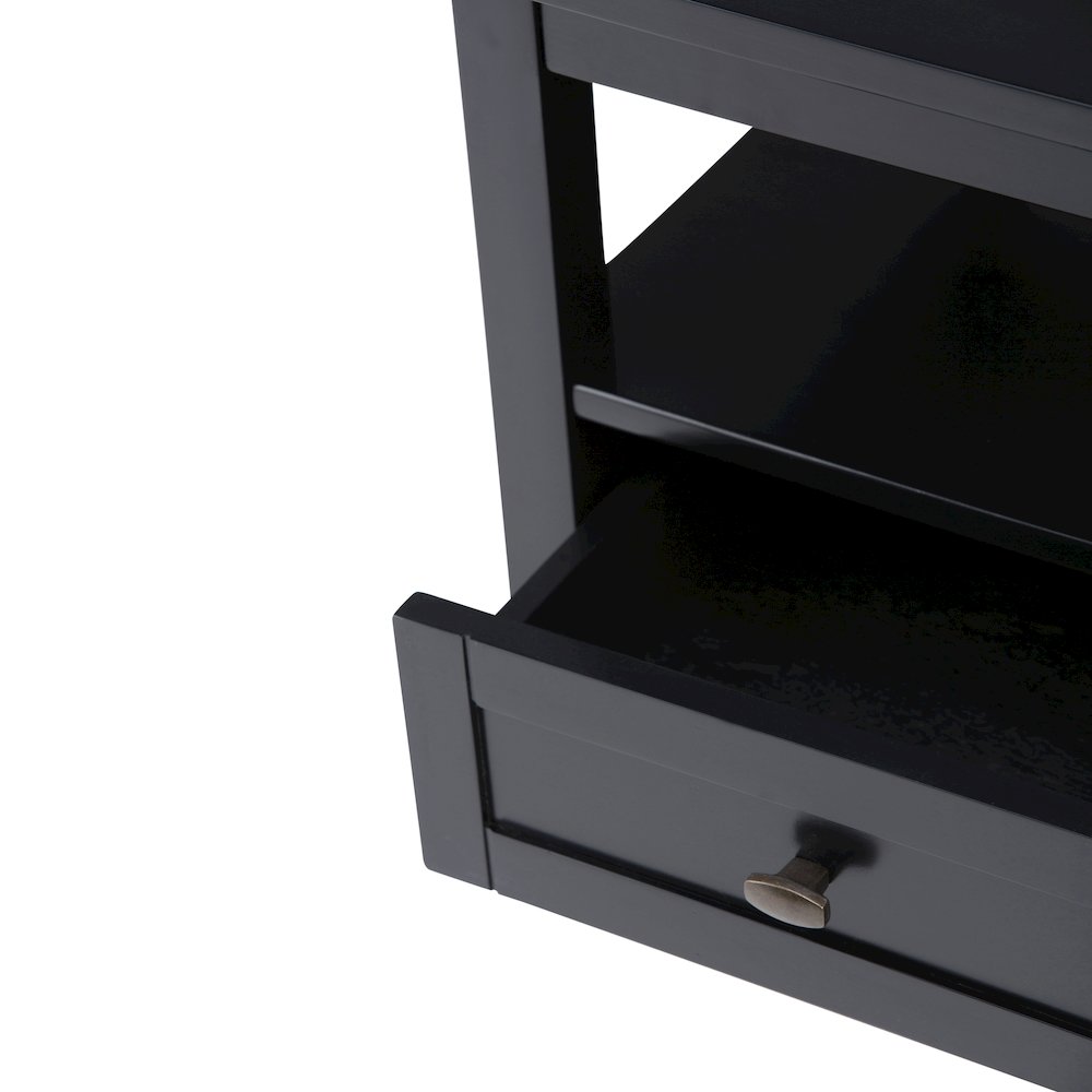 Warm Shaker 20 inch Solid Wood Transitional End Table in Black (Set of 2). Picture 3