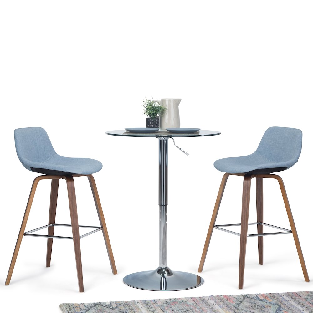 Counter Height Stool (Set Of 2) In Denim Grey Linen Look Fabric. Picture 5