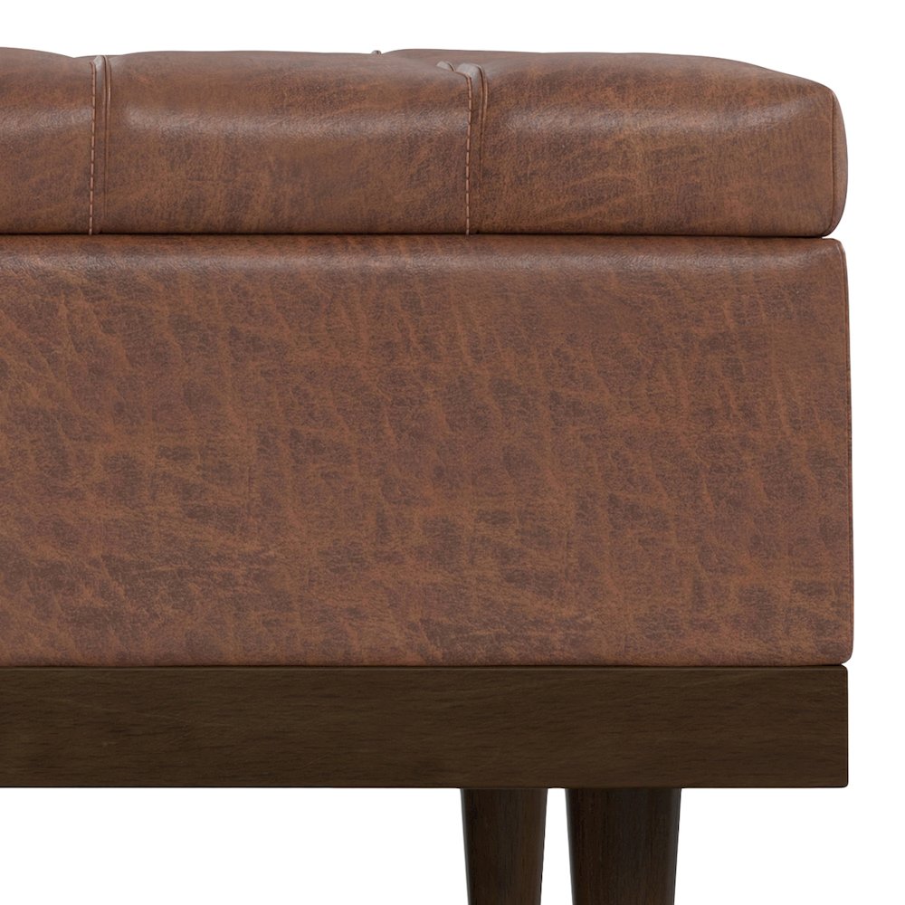 Mariah Lift Top Table Storage Ottoman in Distressed Saddle Brown. Picture 11