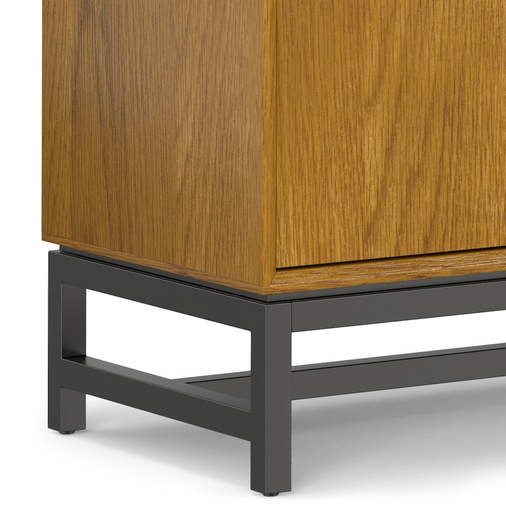 And Metal Rectangle Industrial Sideboard With Centre Drawers In Oak Veneer. Picture 6