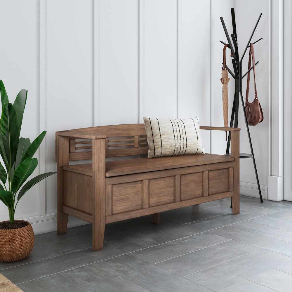 Adams 48 inch Wide Solid Wood Contemporary Entryway Storage Bench. Picture 5