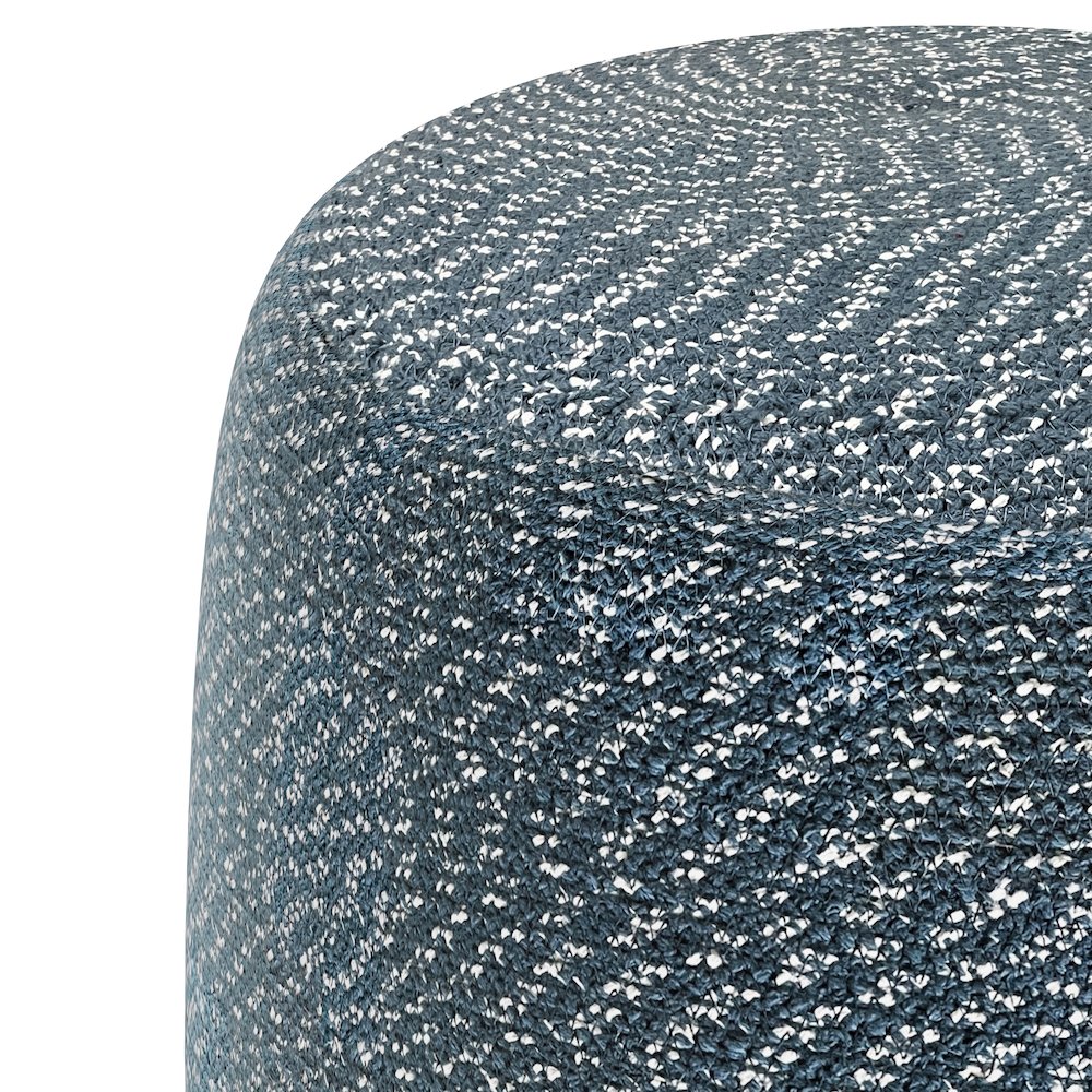 Bayley Round Braided Pouf In Aegean Blue And Natural Cotton. Picture 2