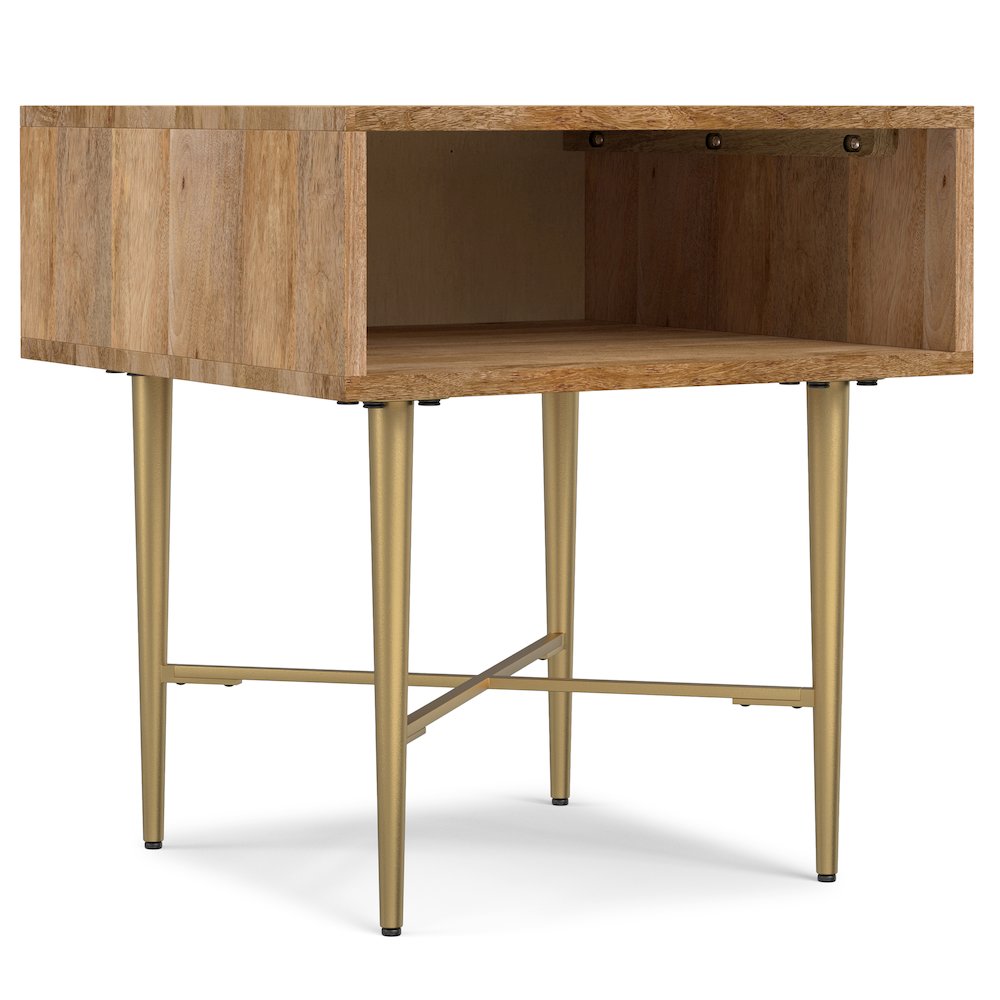 Fallon SOLID MANGO WOOD End Table in Natural. Picture 1