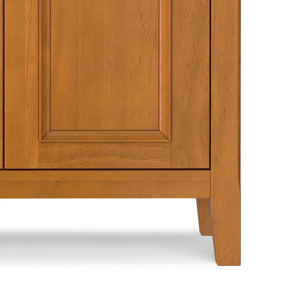 32 inch Wide Solid Wood Transitional Low Storage Cabinet in Light Golden Brown. Picture 3